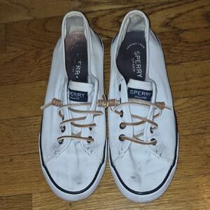 Sperry White Sneakers with Tan Laces